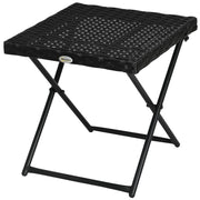 TAVOLINO DA GIARDINO PIEGHEVOLE SALVASPAZIO IN RATTAN SINTETICO E ACCIAIO, 40X40X40CM, NERO