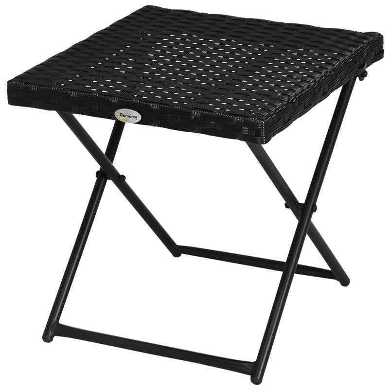 TAVOLINO DA GIARDINO PIEGHEVOLE SALVASPAZIO IN RATTAN SINTETICO E ACCIAIO, 40X40X40CM, NERO