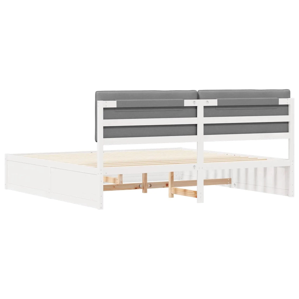 Letto con Testiera Rivestita Grigio chiaro 200 x 200 cm 3398213