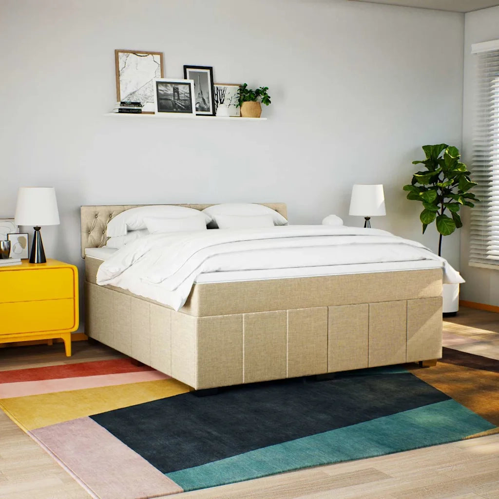 Giroletto a Molle con Materasso Crema 180x200 cm in Tessuto 3287159