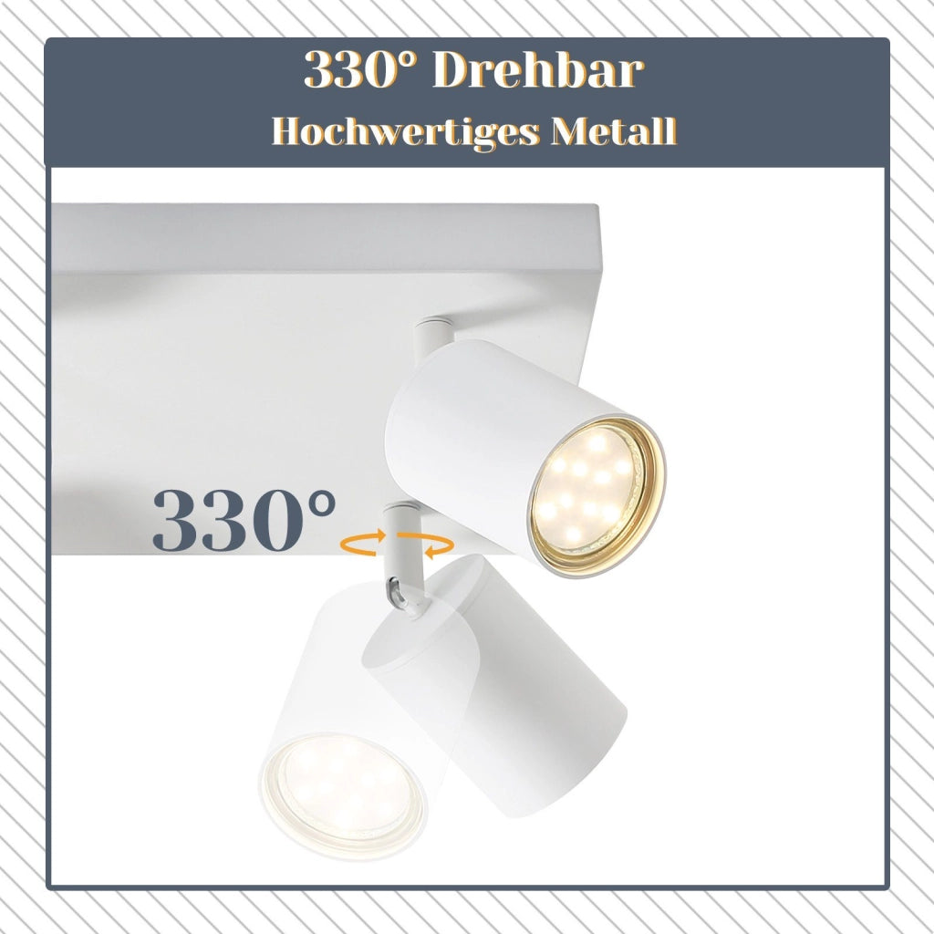 ZMH Faretto da soffitto bianchi 6 luci GU10 orientabili 330° stile industriale moderno per soggiorno senza lampadina
