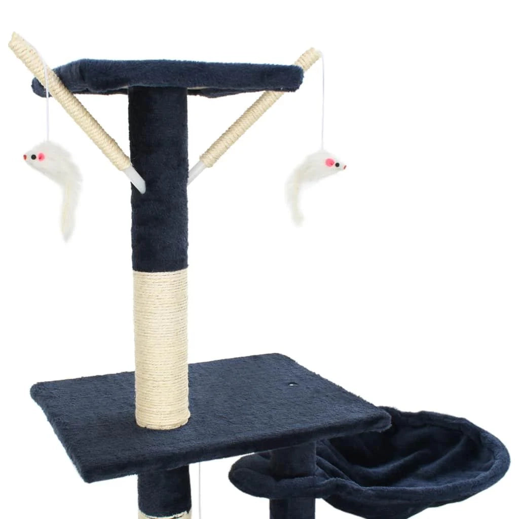 Tiragraffi albero per gatti cuccia per gatti giocattolo peluche sisal 230-250 cm blu 3702049