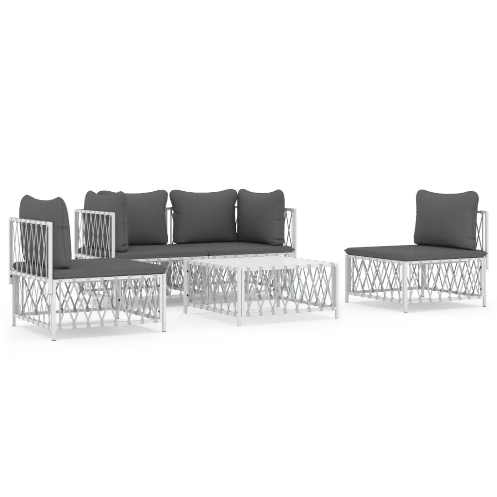 Set Salotto da Giardino 5 pz con Cuscini in Acciaio Bianco 3186836