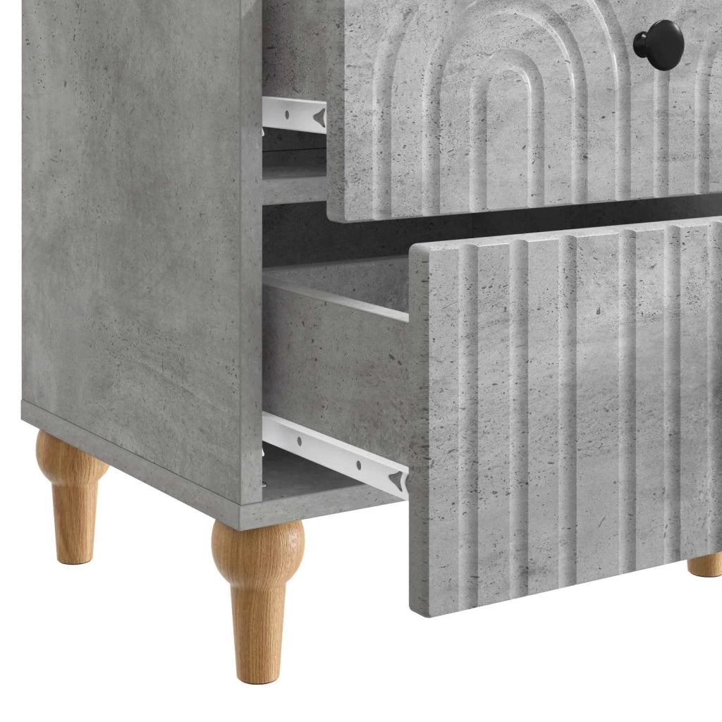 Armadio da Notte 2 pcs Grigio Cemento 43 x 34,5 x 48 cm