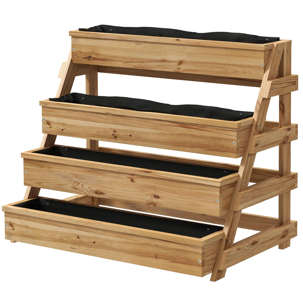 Fioriera Rialzata per Giardino in Legno di Abete con Tessuto non Tessuto ¨C zephmum ¨C Grigio 75x57x60.5 cm