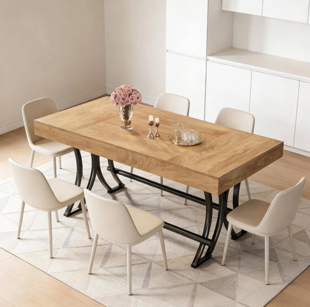 Tavolo alto da cucina 160 cm con poggiapiedi in metallo