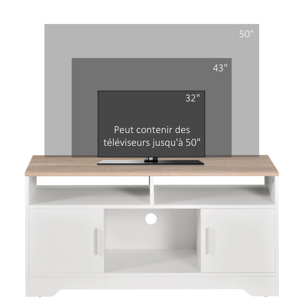 Mobile TV in legno con 2 ante e ripiani aperti ¨C Zephmum ¨C 105x40x52 cm effetto bianco