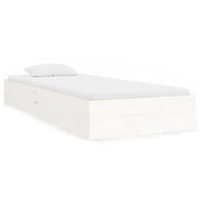 Letto singolo | Letto per adulti | Giroletto Bianco in Legno Massello 75x190 cm Small Single