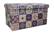 Pouf imbottito decorativo contentore azulejos 76 x 40 x 41 cm