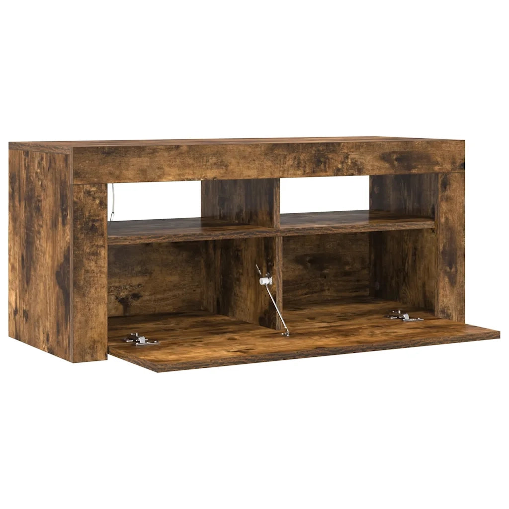 Mobile Porta TV con Luci LED Rovere Fumo 90x35x40 cm 822721