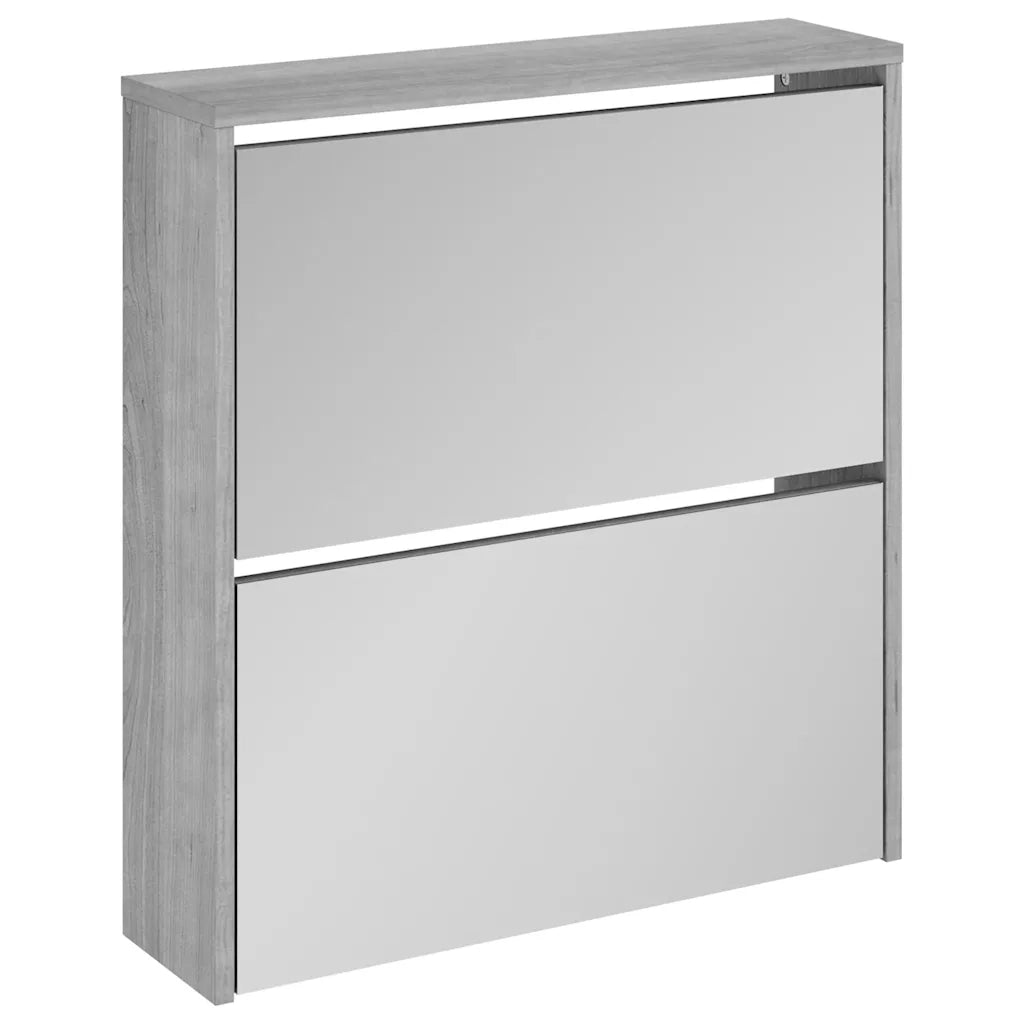 Scarpiera con Specchio a 2 Livelli Grigio sonoma 63x17x67 cm cod mxl 40641