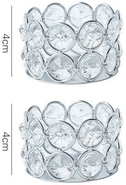Set di contenitori per candele in cristallo, candelabri in argento, ideali per matrimoni, feste, decorazione da tavola, regalo di benvenuto per la casa (2 pezzi)