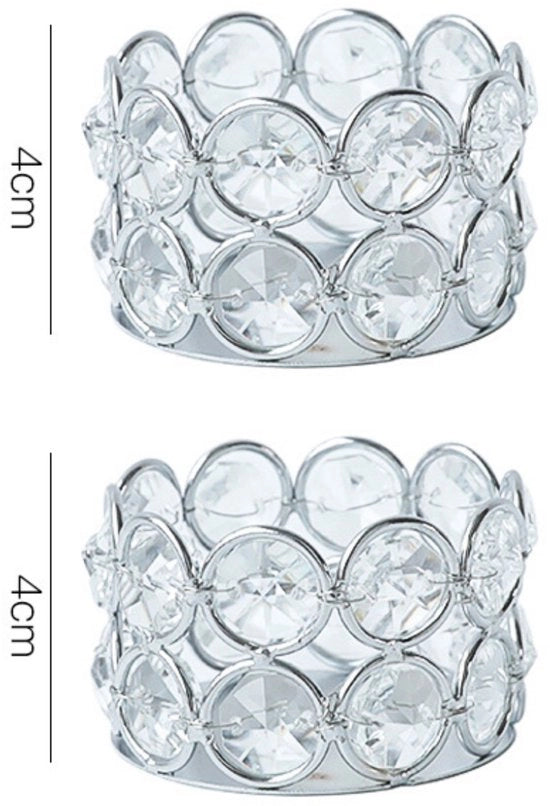 Set di contenitori per candele in cristallo, candelabri in argento, ideali per matrimoni, feste, decorazione da tavola, regalo di benvenuto per la casa (2 pezzi)