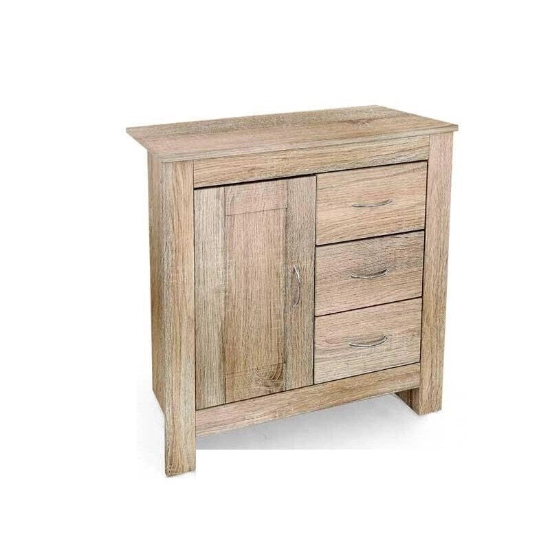 MOBILE DA ARREDO CON 3 CASSETTI E ANTA 80X35X80CM IN COLORE ROVERE