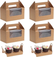 Decine di Cupcake con Finestra e Maniglia - Scatola di Carta Kraft per Decine di Torta