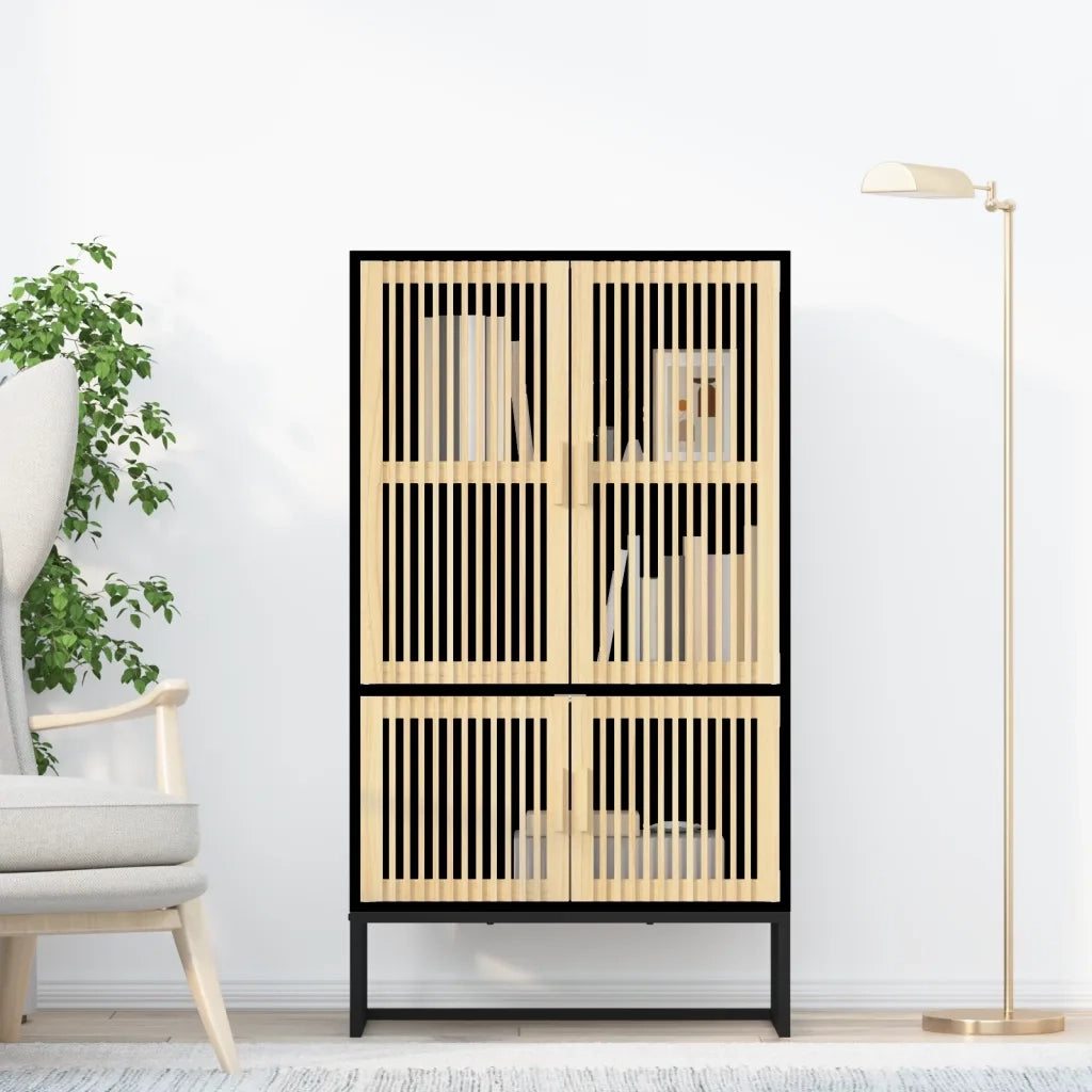 Credenza-Buffet-Armadio da cucina Nera 70x35x125 cm in Legno Multistrato 261304