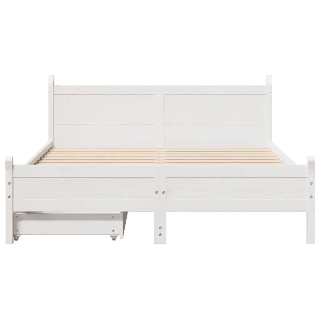 Letto senza Materasso Bianco 135x190 cm Legno Massello di Pino 3309786