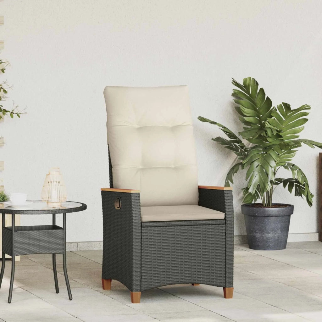 Sedia da giardino reclinabile Nero e Crema 64 x 57,5 x 112 cm