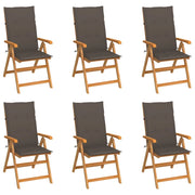 Sedie da Giardino 6 pz e Cuscini Grigio Talpa Massello di Teak cod mxl 23244