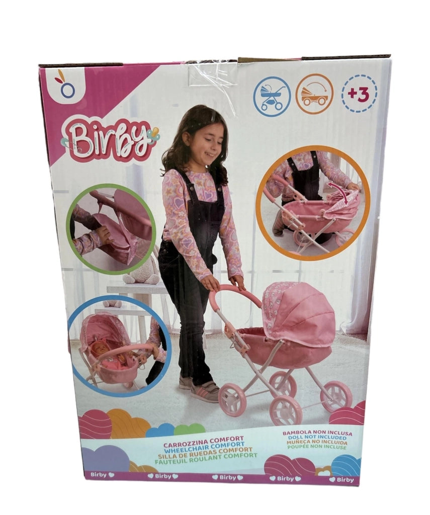 Carrozzina per bambole ,Birby carrozzina comfort,Hugary Toy, eta 3+