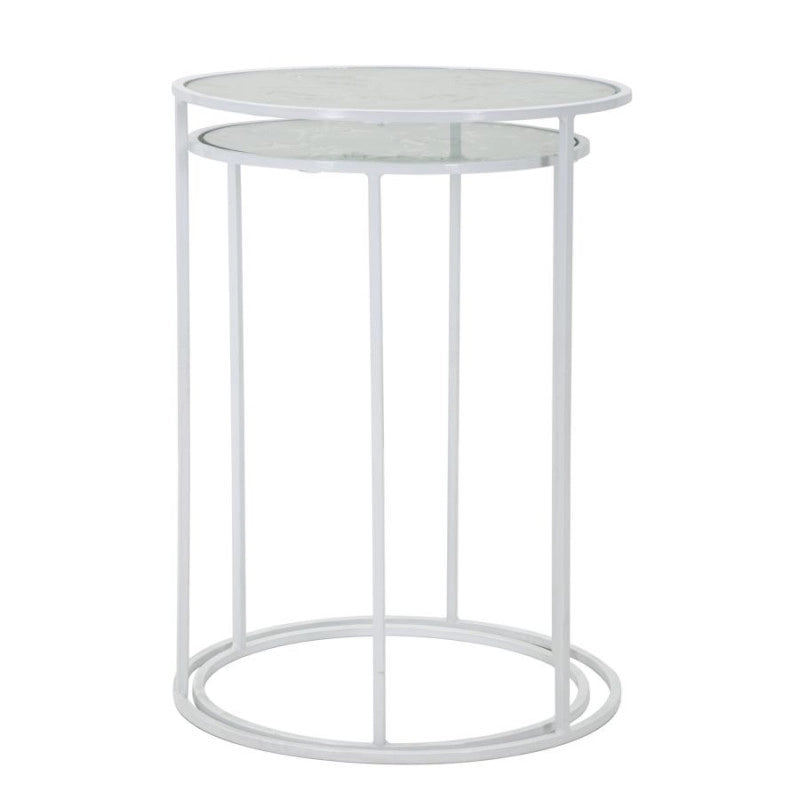 Tavolinetti White Harts Coppia cm ø 43x60-38x55