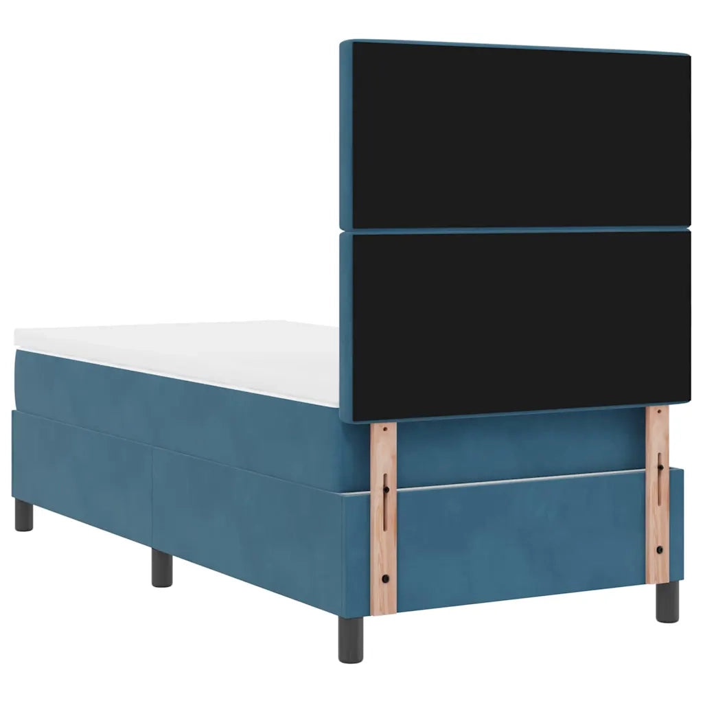 Letto a molle con materasso Blu Scuro 100 x 200 cm Velluto 3339750