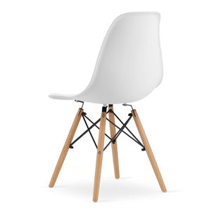 Sedia Valora OSAKA bianca con gambe naturali, design ergonomico x2