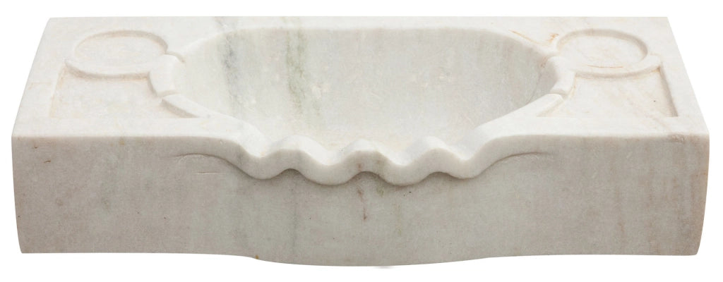 Biscottini Lavandino smerlato in marmo bianco L60xPR30xH14 cm Vasca smerlata realizzata