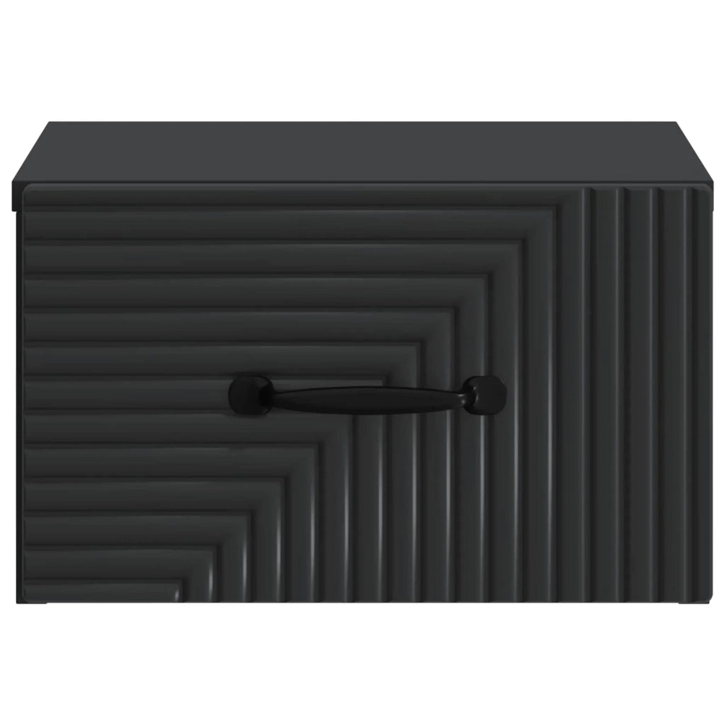 Comodino | Armadio da Notte | Mobiletto da notte a muro con cassetto Nero 34,5 x 33 x 20 cm