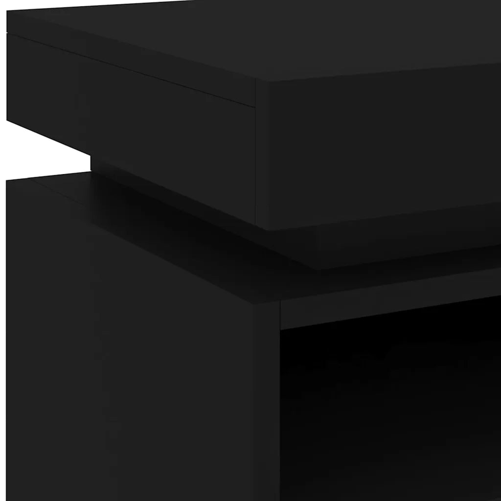 Set di 2 Comodini | Armadio da Notte | Mobiletto da notte con Luci LED Neri 40x39x48,5 cm