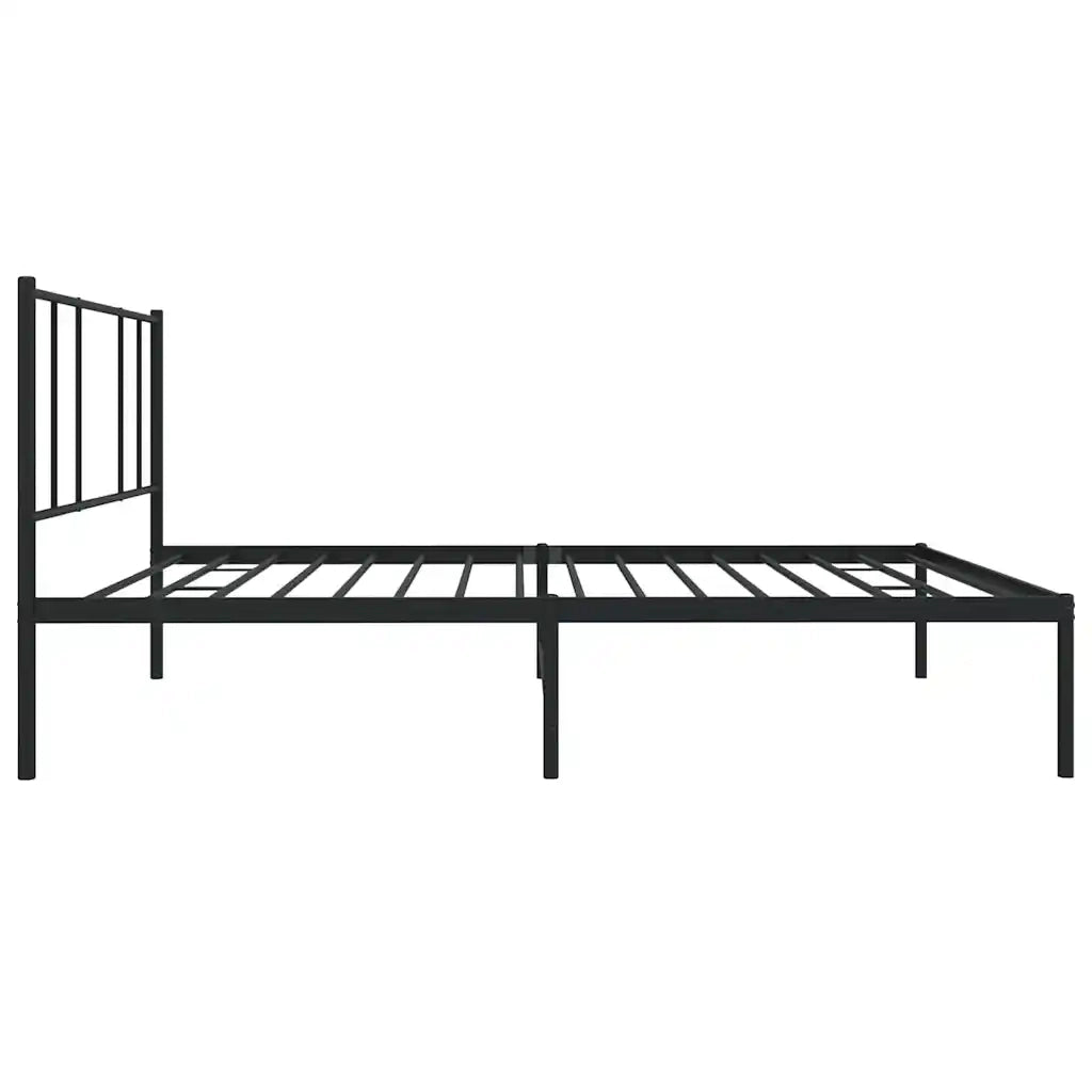 Letto singolo | Letto per adulti | Giroletto con Testiera in Metallo Nero 90x190 cm