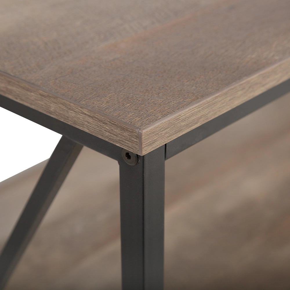 Tavolino Piano in Legno Scuro Struttura in Metallo Nero 120 x 60 cm Rettangolare Moderno Soggiorno Industriale