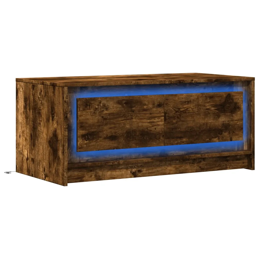 Tavolino da salotto | Tavolino da caff¨¨ | Tavolino da Soggiorno con Luci LED Rovere Fumo in Truciolato