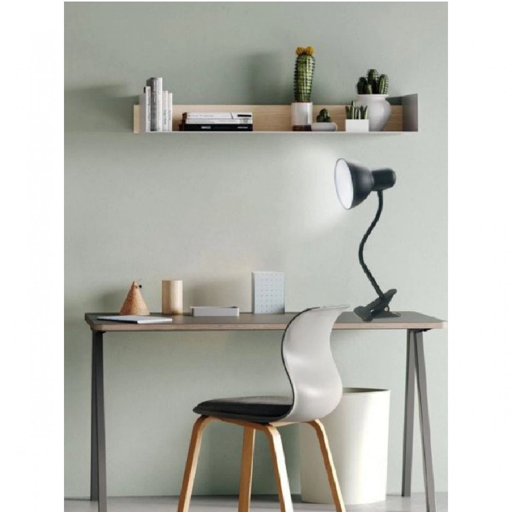 Trade Shop - Lampada Snodabile Da Scrivania Luce Tavolo Braccio Flessibile Orientabile Pinza - Nero
