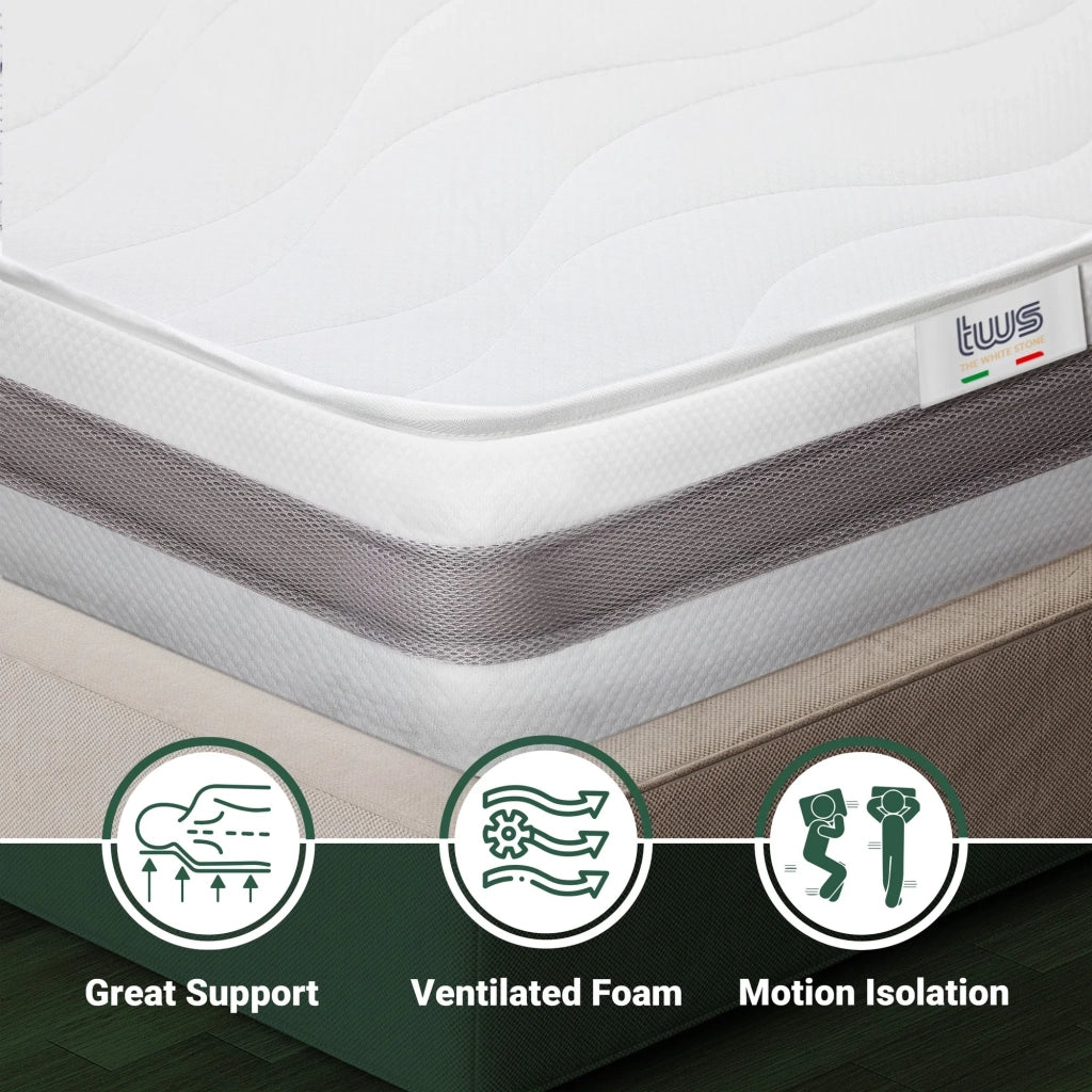 Materasso Singolo 70x200 cm in Memory Antibatterico | Altezza 16 cm | Rivestimento 3D Air in Fibra Ipoallergenica | Materasso Ortopedico a 7 Zone Differenziate Termosensibili