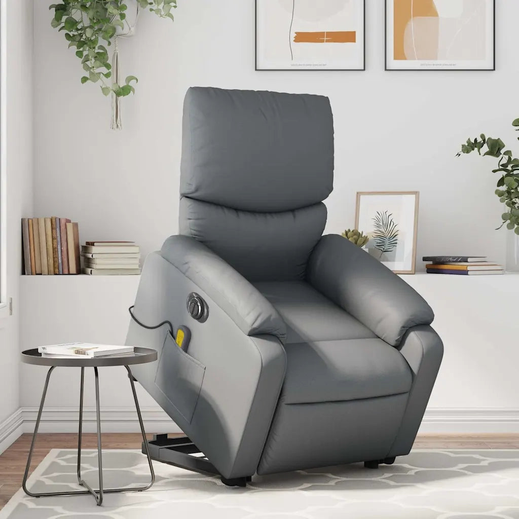 Poltrona Alzapersona Elettrica Reclinabile Grigio in Similpelle 3204910