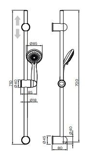 Saliscendi mali 3 getti piedini aggiustabili