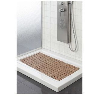 Pedana doccia in plastica e gomma antiscivolo tortora 40x80 cm