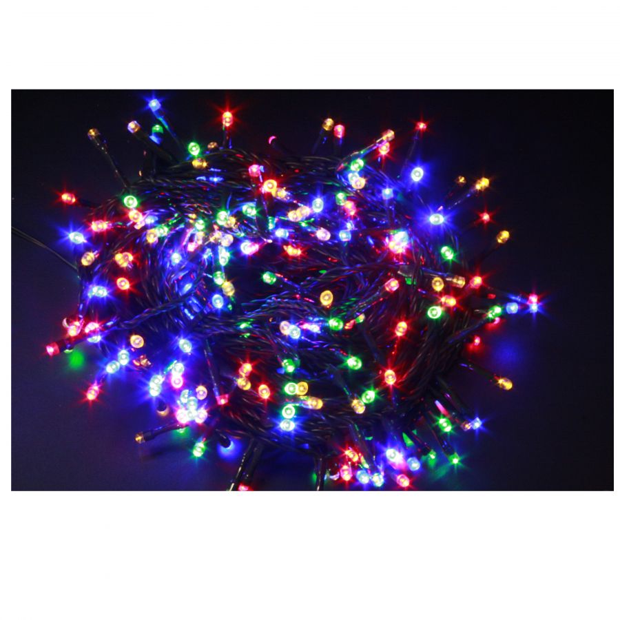 Minilucciole 200 led multi cavo scuro 8 mt