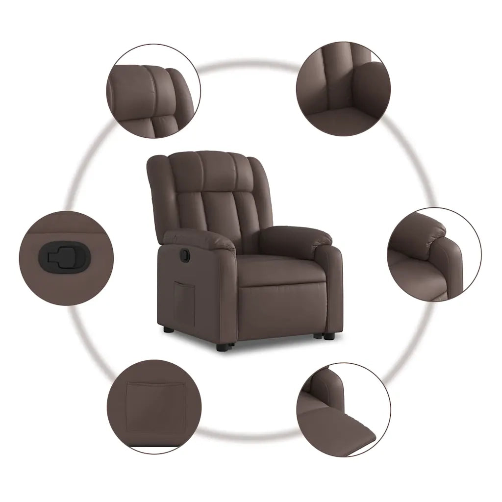 Poltrona Alzapersona Reclinabile Marrone in Similpelle 3205266