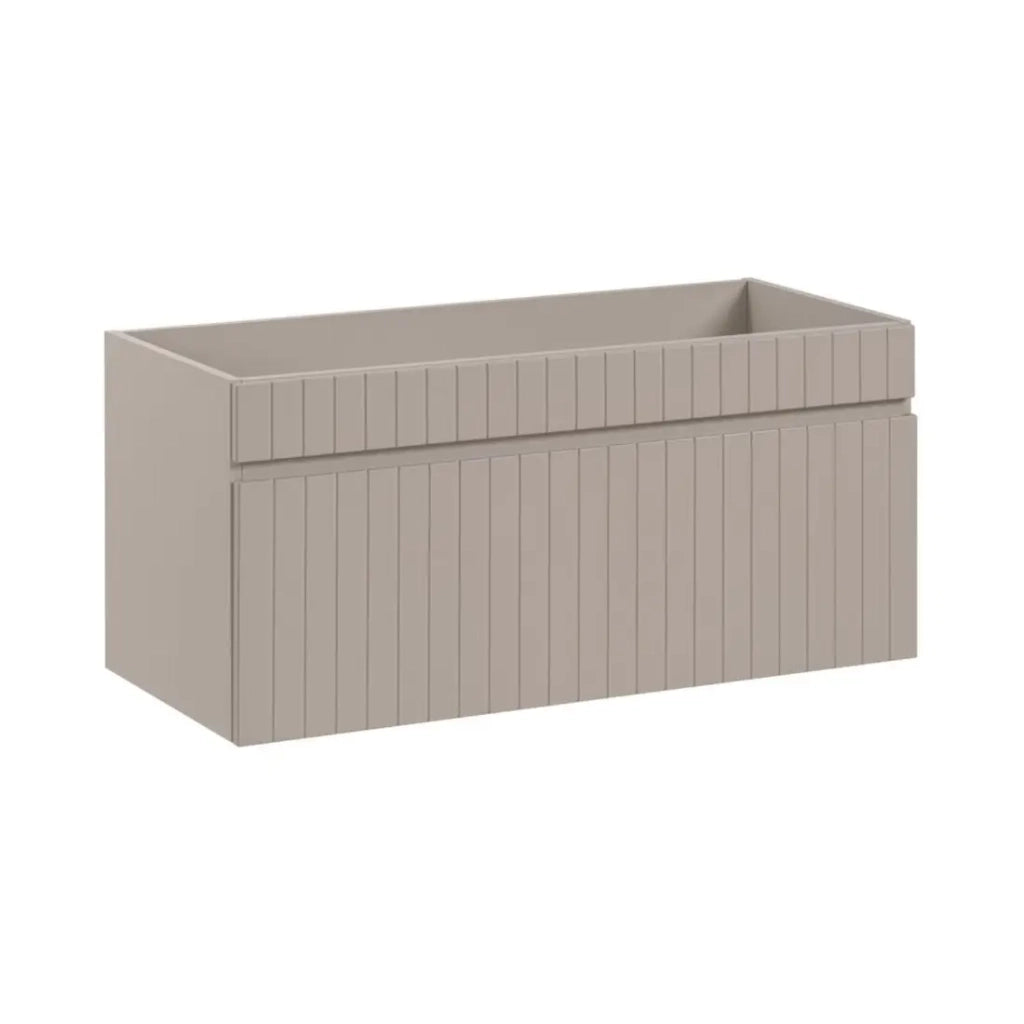 Set bagno ICON: mobile sottolavabo 100cm cachemire + piano per lavabo effetto legno