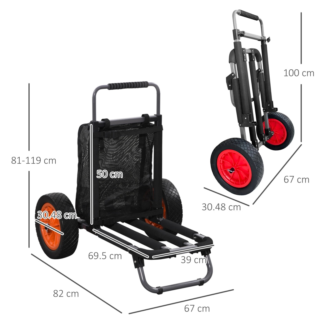 Carrello da Spiaggia Pieghevole con Tasca in Rete ¨C zephmum ¨C 82x67x81 cm