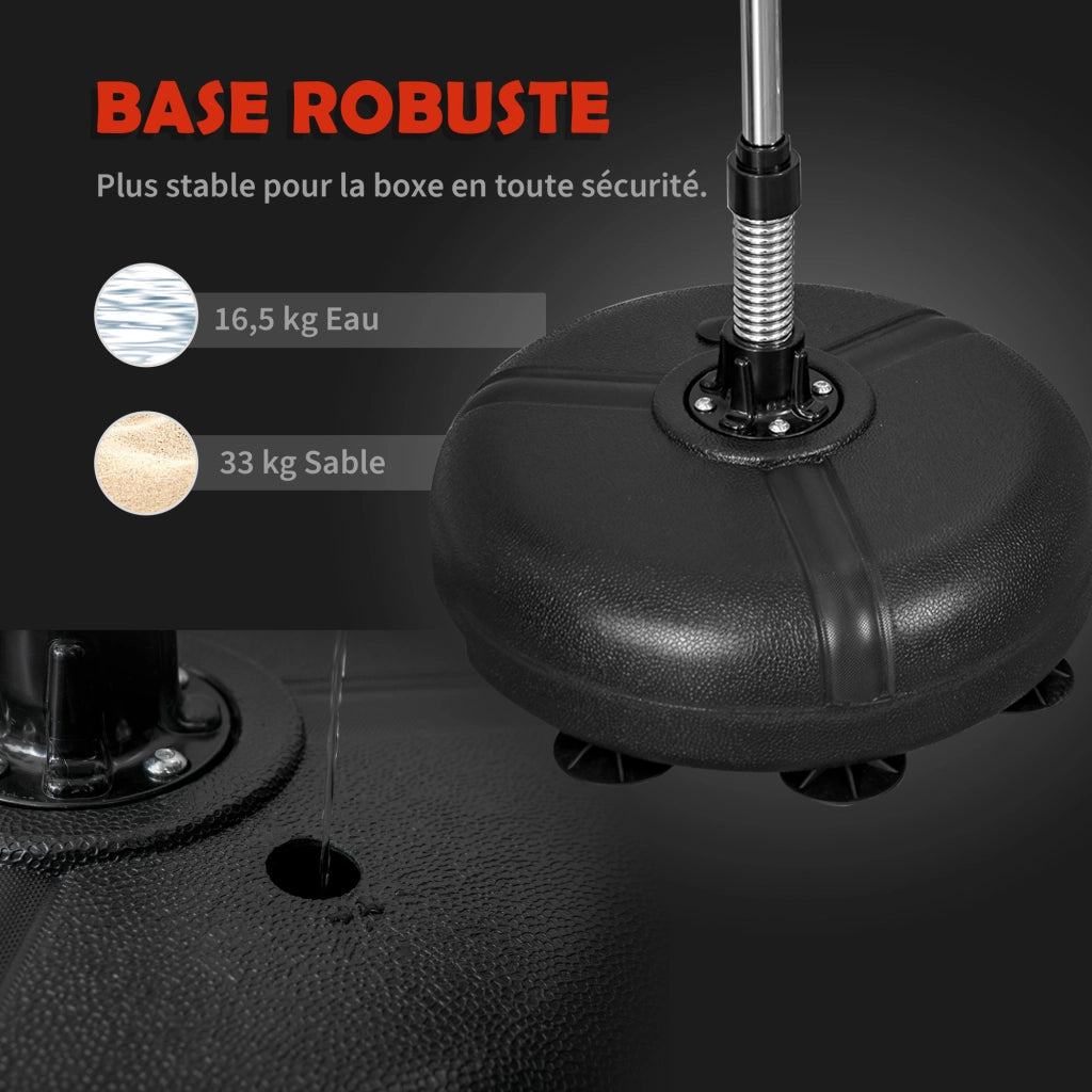 Sacco da Boxe con Supporto Regolabile ¨C Xylo ¨C Altezza 133-151 cm Base Zavorrata 45x45 cm Nero