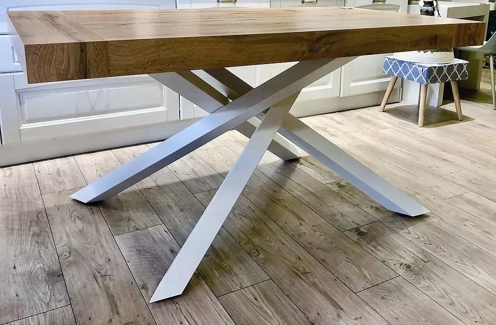 Tavolo con 2 allunghe, finitura rovere nodato (1616) - Mobili 2G