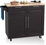 Carrello da Cucina, Isola da Cucina con Cassetti Portaoggetti e Armadietti, Ruote Universali e Portasciugamani, Ideale per Casa Ristorante Bar (Marrone)