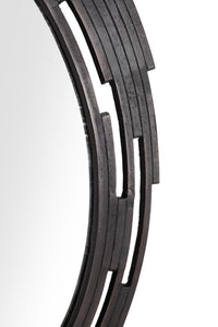 Specchio rotondo con cornice piatta in metallo