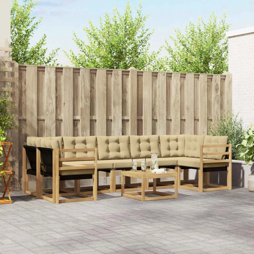 Set di divani da esterno con cuscino 8 pcs Bianco e Beige