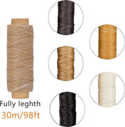 Set di 20 strumenti per la lavorazione del libro, Folder e Crasatore per osso, Filo di lino cera, Manico di legno, Aghi con occhio grande, Viti per legatura per artigianato DIY di libri e bisacce