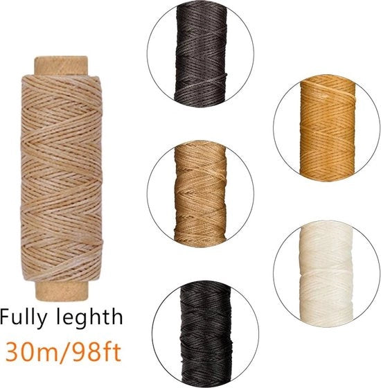 Set di 20 strumenti per la lavorazione del libro, Folder e Crasatore per osso, Filo di lino cera, Manico di legno, Aghi con occhio grande, Viti per legatura per artigianato DIY di libri e bisacce