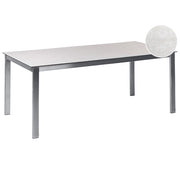 Tavolo da giardino Piano in vetro temperato bianco Struttura in acciaio inox Rettangolare 180 x 90 cm 6 posti a sedere